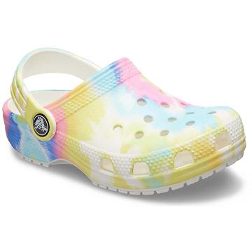 Crocs Classic Tie-Dye Graphic Klumpa Lány Fehér | HU 1482MQZA